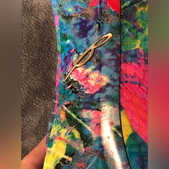 Brian Atwood multi-colored peep toe pumps size 6.5 - Picture 3 of 4